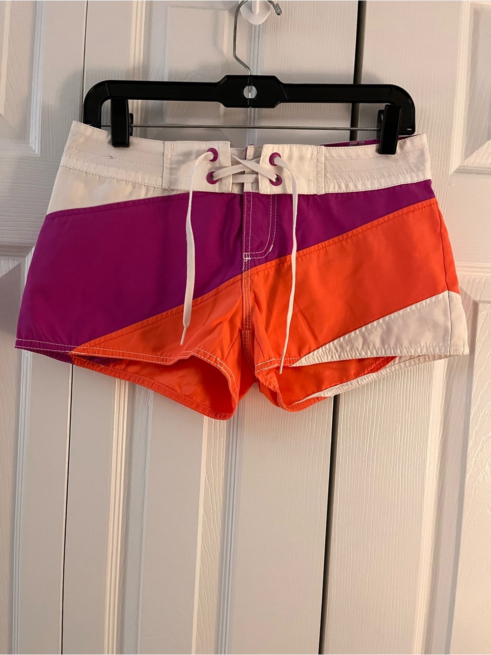 Aeropostale Colorblock Athletic Shorts - Purple, Orange & White
